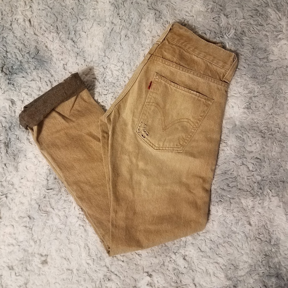 SOLD Levi's Tan Distressed Denim Jeans